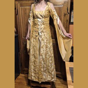 Medieval dress by Epopee. Yellow and beige, XS